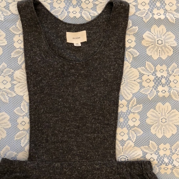 En Creme Cat Kitty Dress. Gray bib dress embroidered cats on pockets Size Medium - Picture 4 of 11